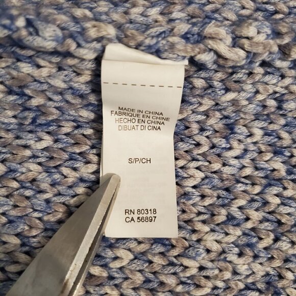 Lucky Brand Small Open Cardigan Blue Striped Knit‎ Textured Longline Fringe - Picture 11 of 12